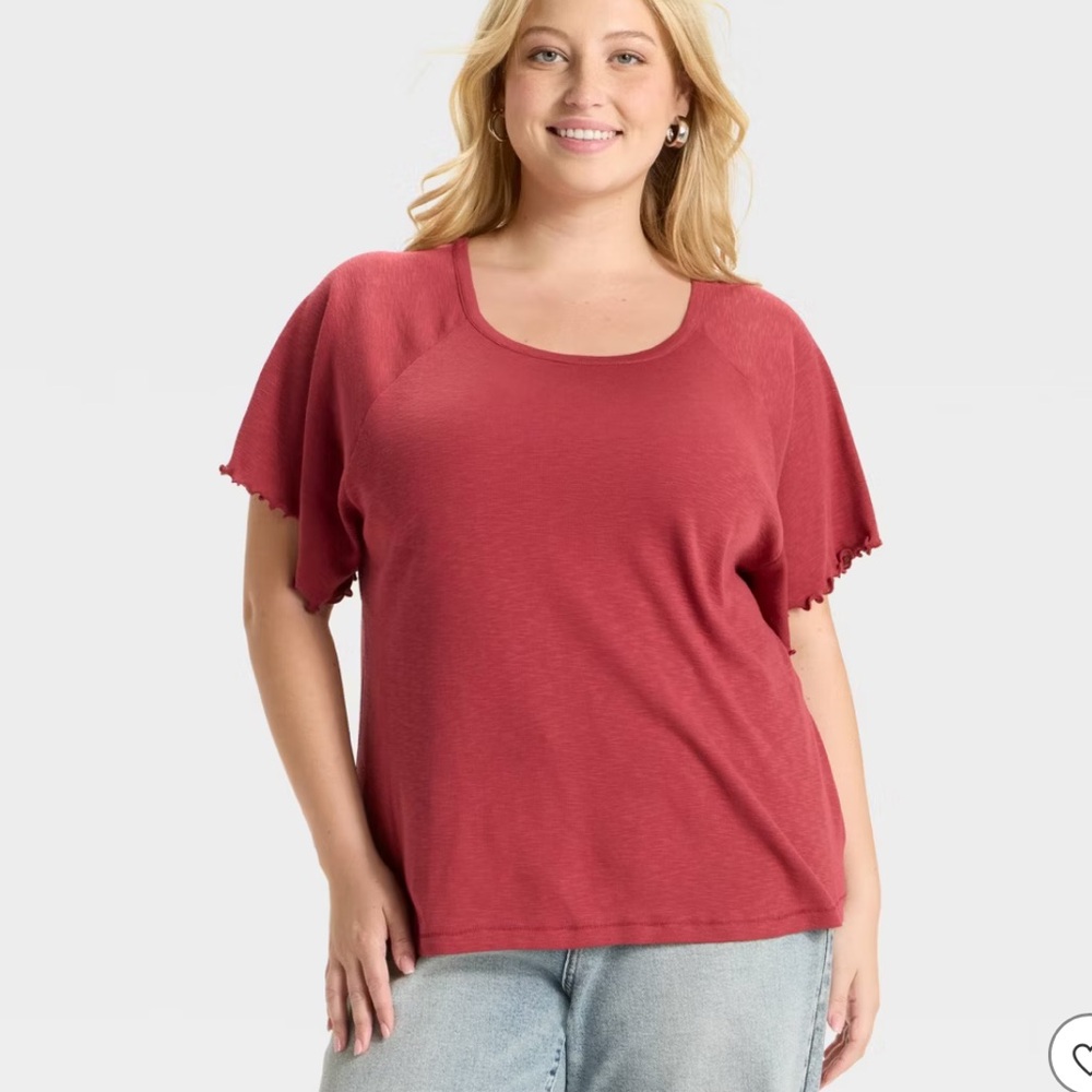 Ava‎ & Viv Women's Flutter Short Sleeve Knit T-Shirt